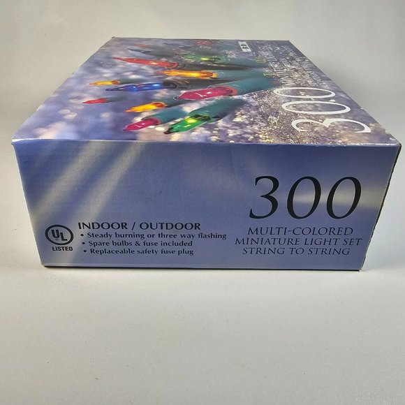 Set of 300 Steady / 3-Way Flashing Multicolor String Lights NEW Green Wire - Picture 3 of 5